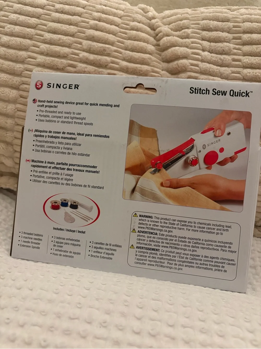 Singer Stitch Sew Quick Handheld Cordless Mending Machine - White & Red